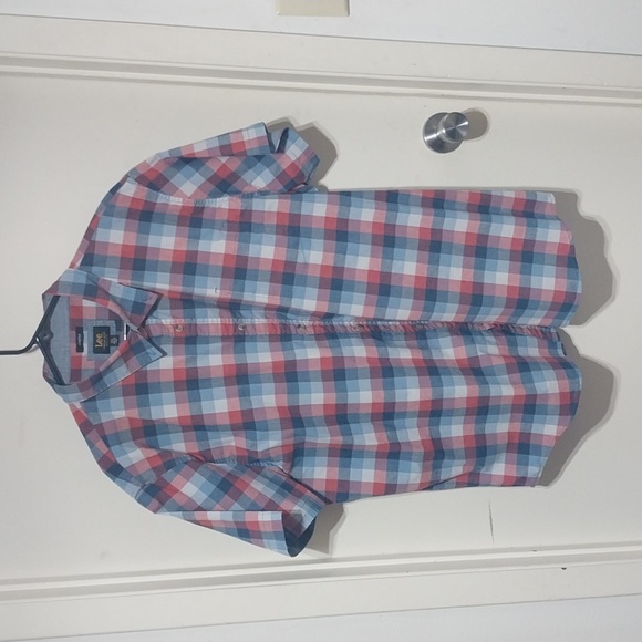 XXL Lee Red White & Blue Short Sleeve Button Shirt - Picture 1 of 4